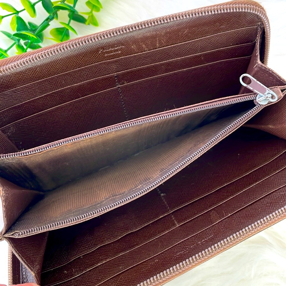 Prada Army green & Brown Nylon Zippy Wallet - Picture 9 of 16
